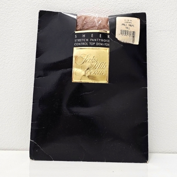 Saks Fifth Avenue Sheer Stretch, Control Top & Demi-Toe Panty Hose Pale Taupe - Picture 1 of 6